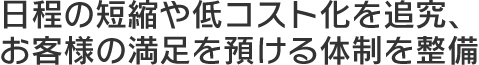 日程の短縮や低コスト化を追究、お客様の満足を預ける体制を整備